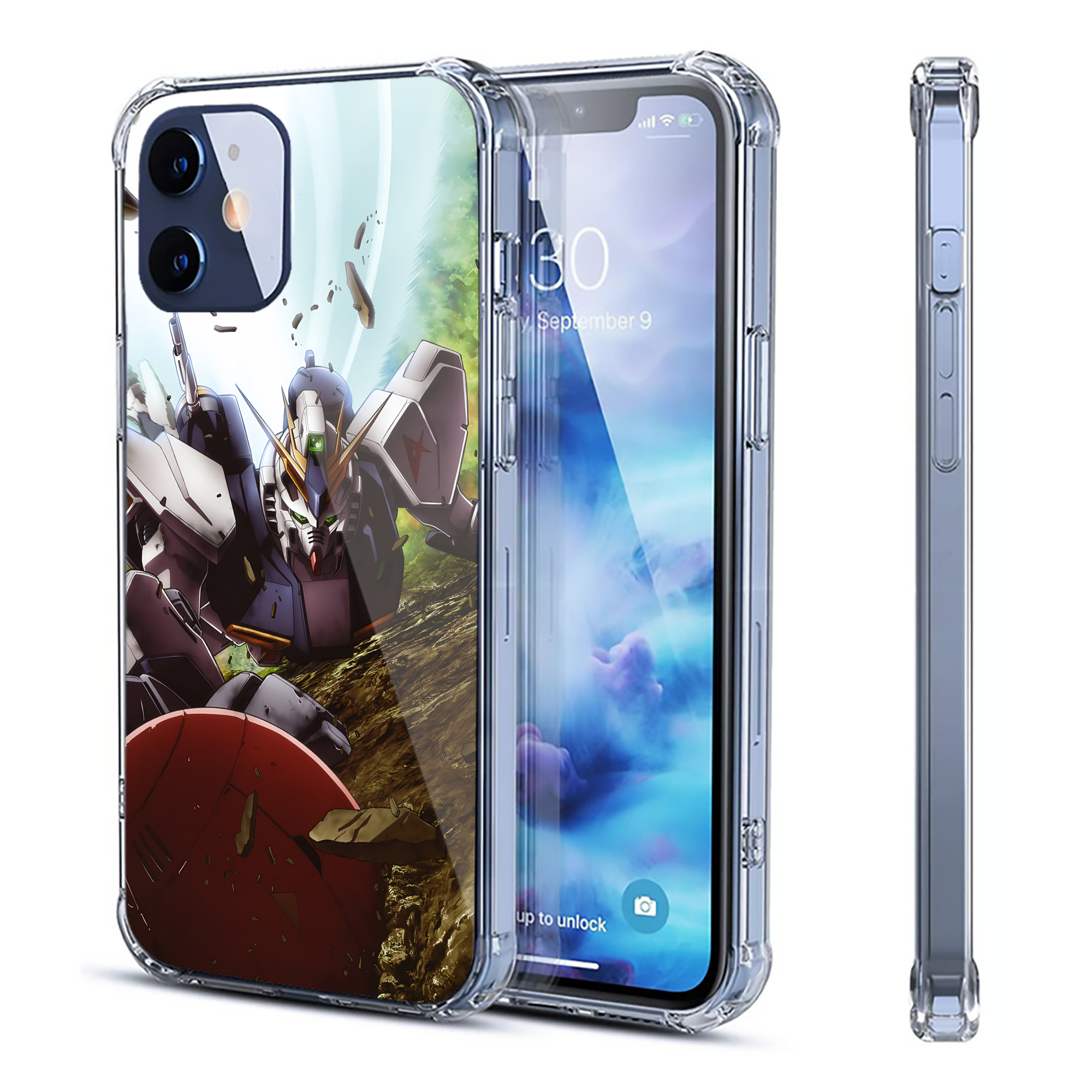 （画像用） 機動戦士ガンダム Mobile Suit Gundam 【iPhone 12シリーズ対応】透明スマホケース（クリアソフトケース）